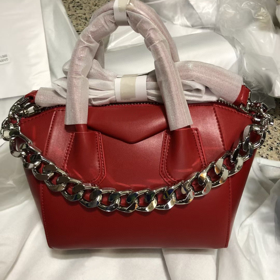 Women's Chain Motorcycle Genuine Leather First Layer Bags