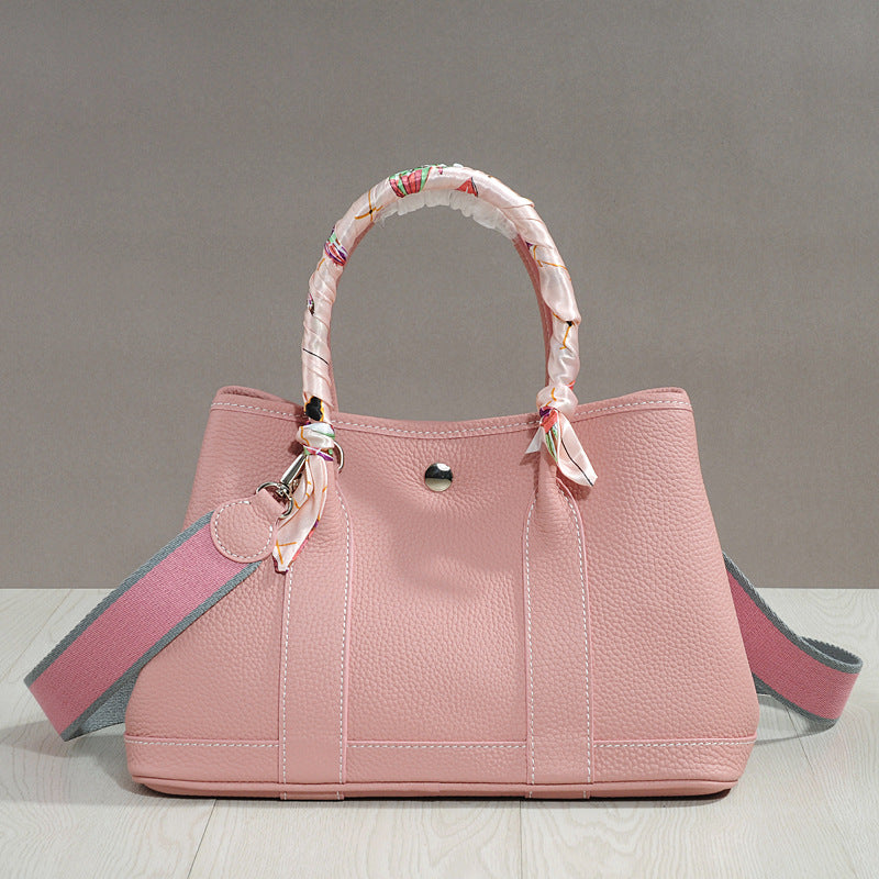 Women's Cowhide Leather Portable Big Shopping Shoulder Bags