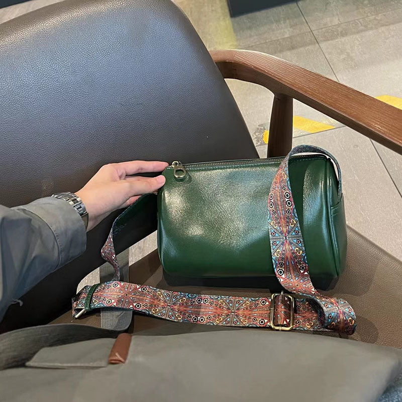 Women's Layer Cowhide Leather Pillow Fashion Retro Shoulder Bags