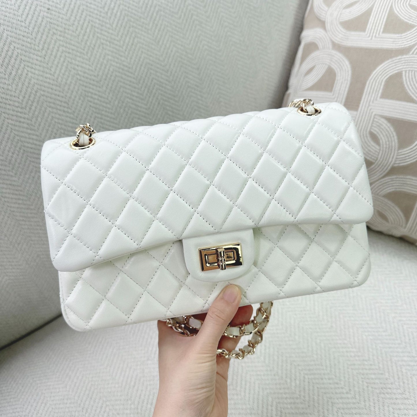 Women's Genuine Leather Classic Style Diamond Chain Armpit Bags