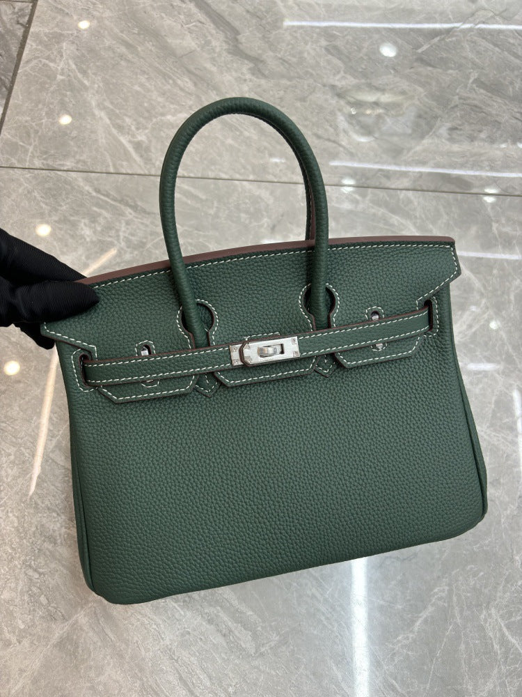 Women's Milkshake White Lychee Pattern First Layer Bags