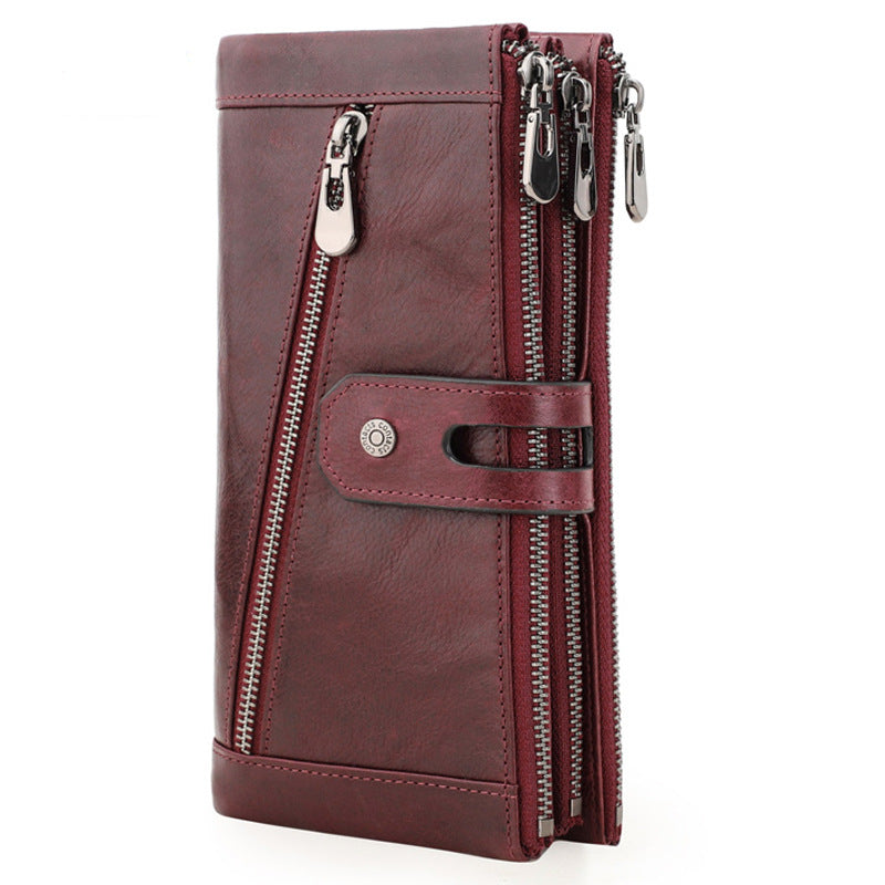 Women's Comfortable Black Angel Swiping Leather Ladies Wallets