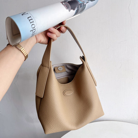 Women's Soft Leather Vegetable Basket Top Layer Handbags