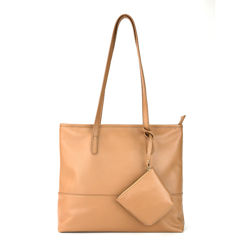 Women's Korean Leather Large Capacity Simple First Shoulder Bags