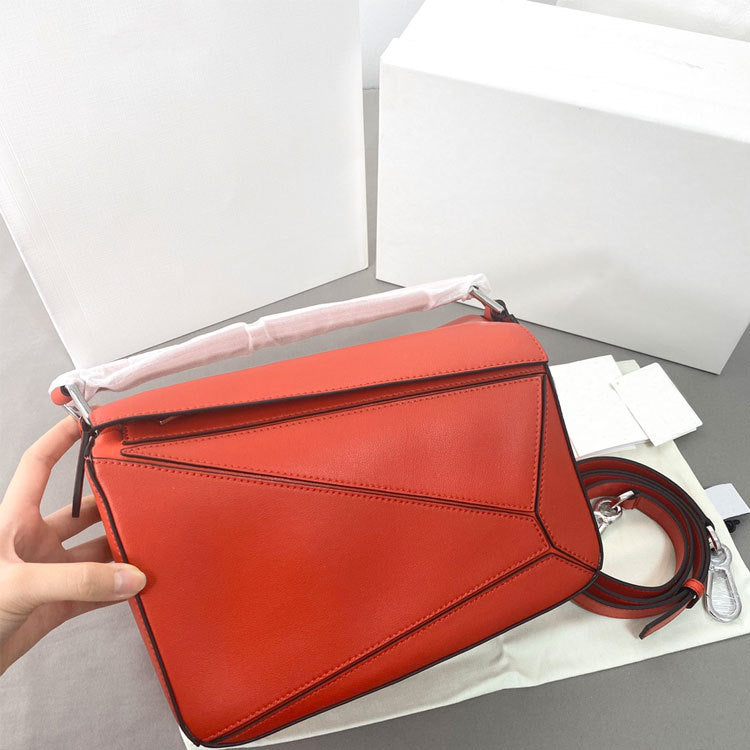 Geometric Cowhide Stitching Pillow Retro One Shoulder Bags
