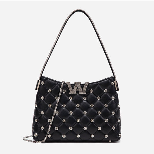 Women's Rhinestone Quartz Diamond Chain Alexander Wang Underarm Bags