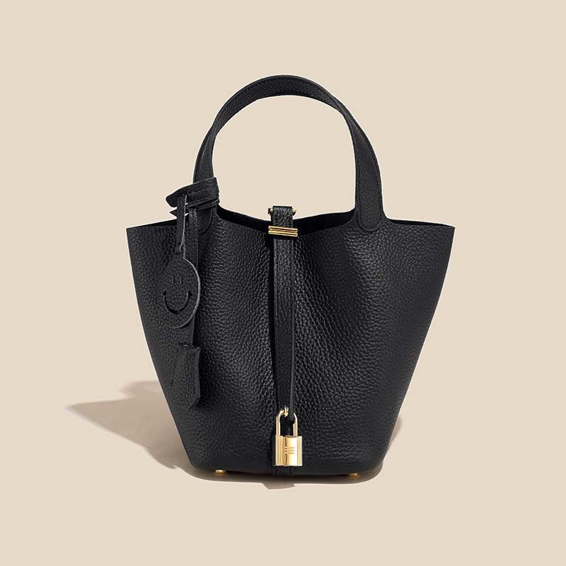 Women's Layer Cowhide Vegetable Basket Versatile Genuine Handbags