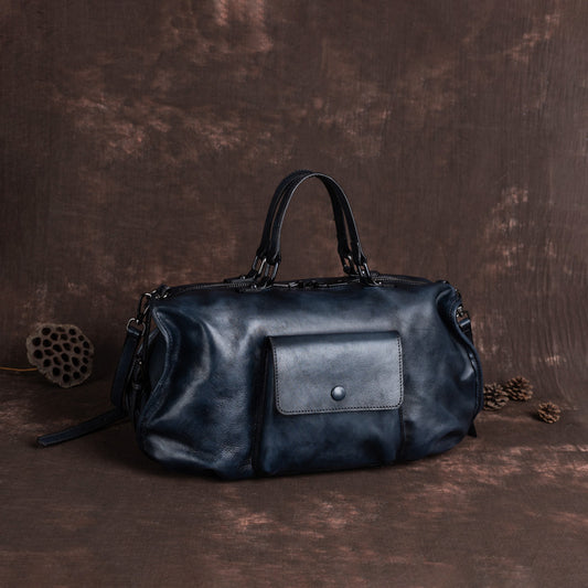 Women's First Layer Leather Hand-rub Color Oversized Crossbody Bags