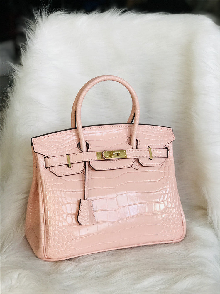 Platinum Macaron Series Crocodile Pattern Portable Shoulder Bags