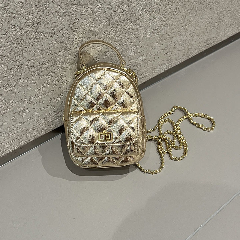 Women's Textured Western Style Summer Chain Rhombus Backpacks