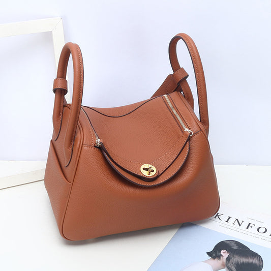 Women's Top Layer Cowhide Golden Pillow Genuine Shoulder Bags
