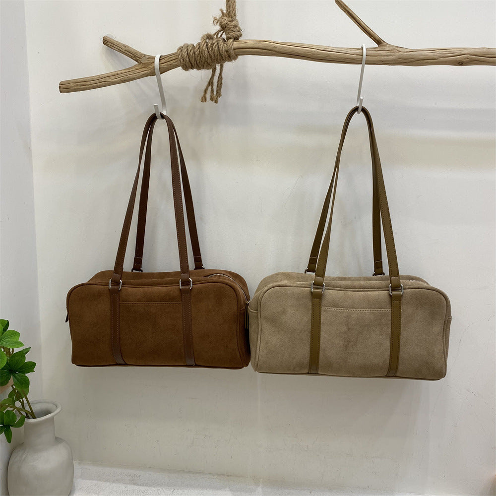 Women's Contrast Color Suede Autumn Fashion High Sense Bags