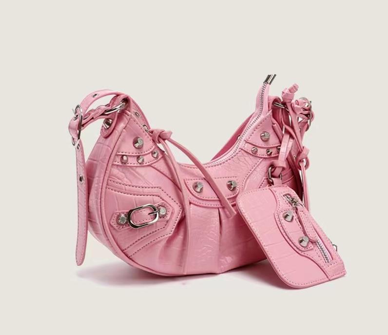 Women's Motorcycle Underarm Rivet Tassel Three-in-one Crossbody Bags