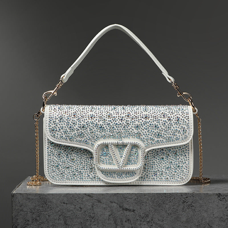 Bright Crystal Sliding Chain Fashion Flip Crossbody Bags