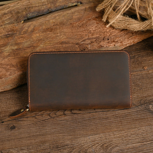 Men's Upgraded Capacity Genuine Leather Clutch Crazy Men's Handbags