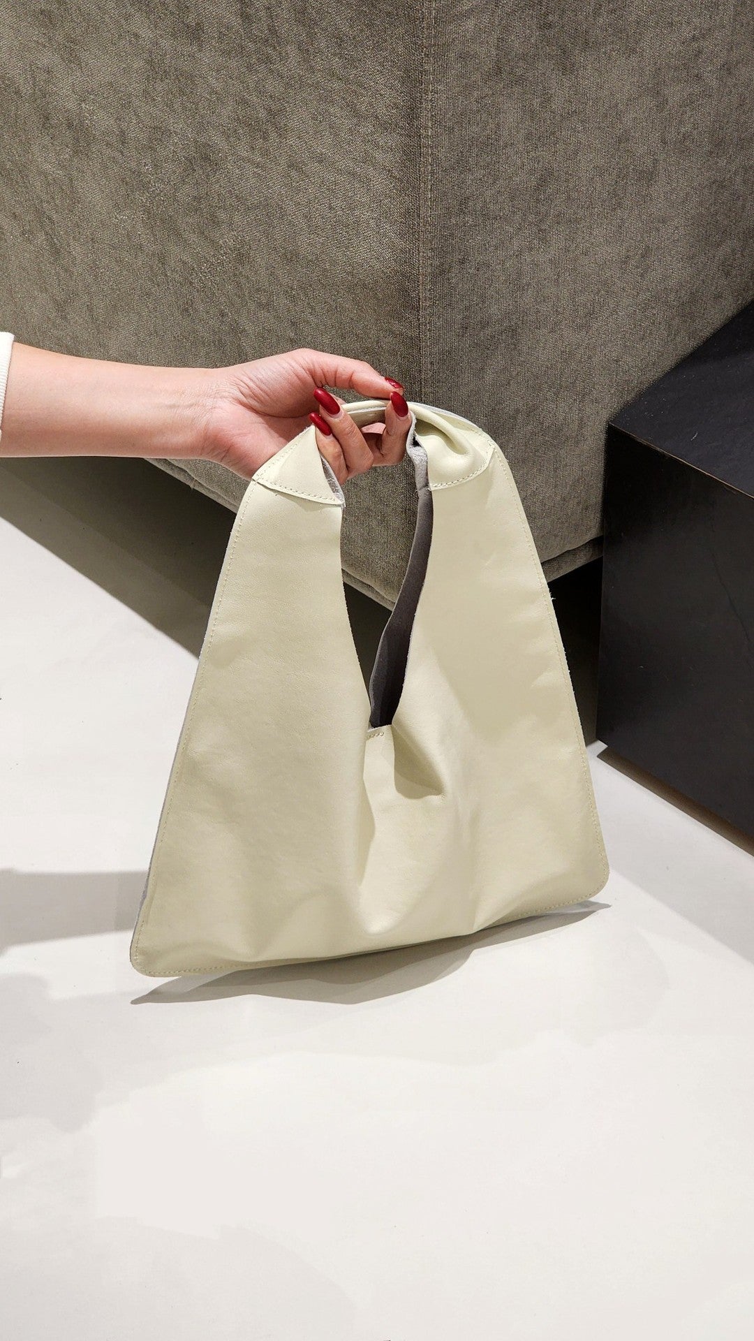 Women's Vegetable Tanning Leather Triangle Genuine Cloud Handbags