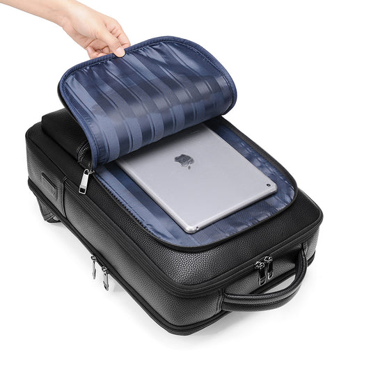 Men's Leather Business Large Capacity First Layer Backpacks