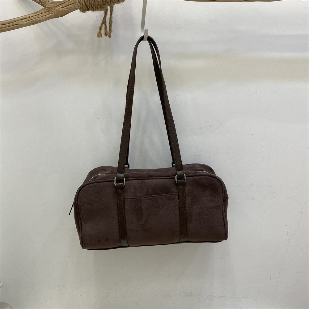 Women's Contrast Color Suede Autumn Fashion High Sense Bags