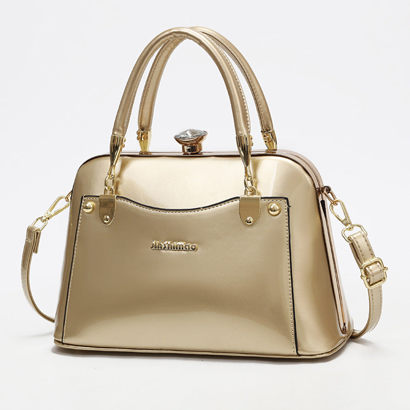Women's Popular Bright Leather Steel Frame Fashion Handbags