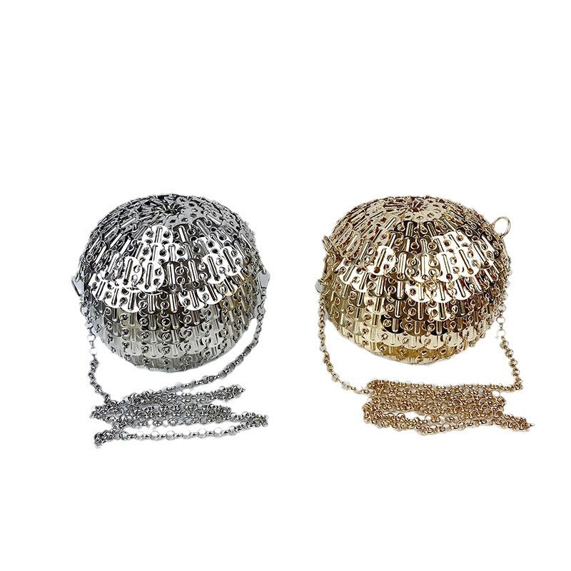 Niche Sier Metal Inflexible Sequins Hand-woven Crossbody Bags