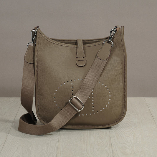 Women's Genuine Leather Cowhide Lychee Pattern Leisure Bucket Bags