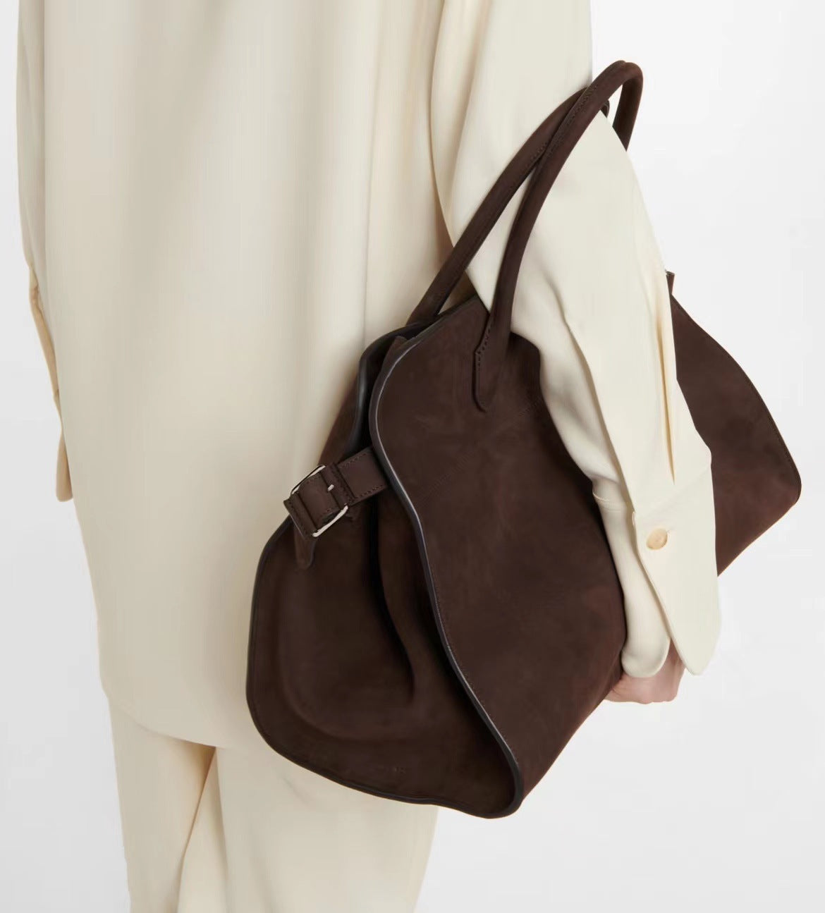 Dong White Lily Genuine Leather Large Capacity Handbags