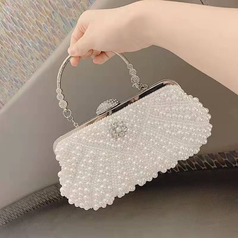 Women's Elegant Pearl Dinner Clutch Banquet Commuting Evening Bags