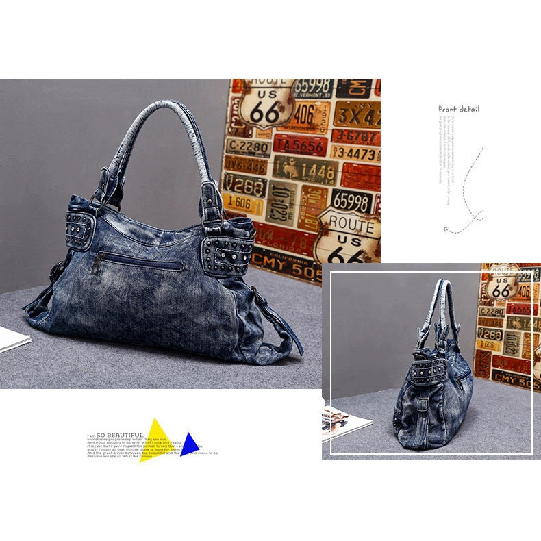 Charming Women's Fashion Personalized Rivet Diamond Handbags