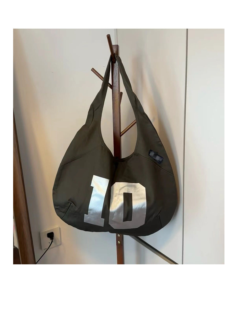 Women's Autumn Retro Alphabet Printed Lace Up Shoulder Bags