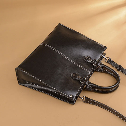 Women's Slouchy Charming Leather Cowhide Retro Handbags