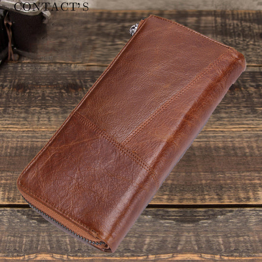 Men's Angel Long Top Layer Cowhide Fashion Men's Wallets