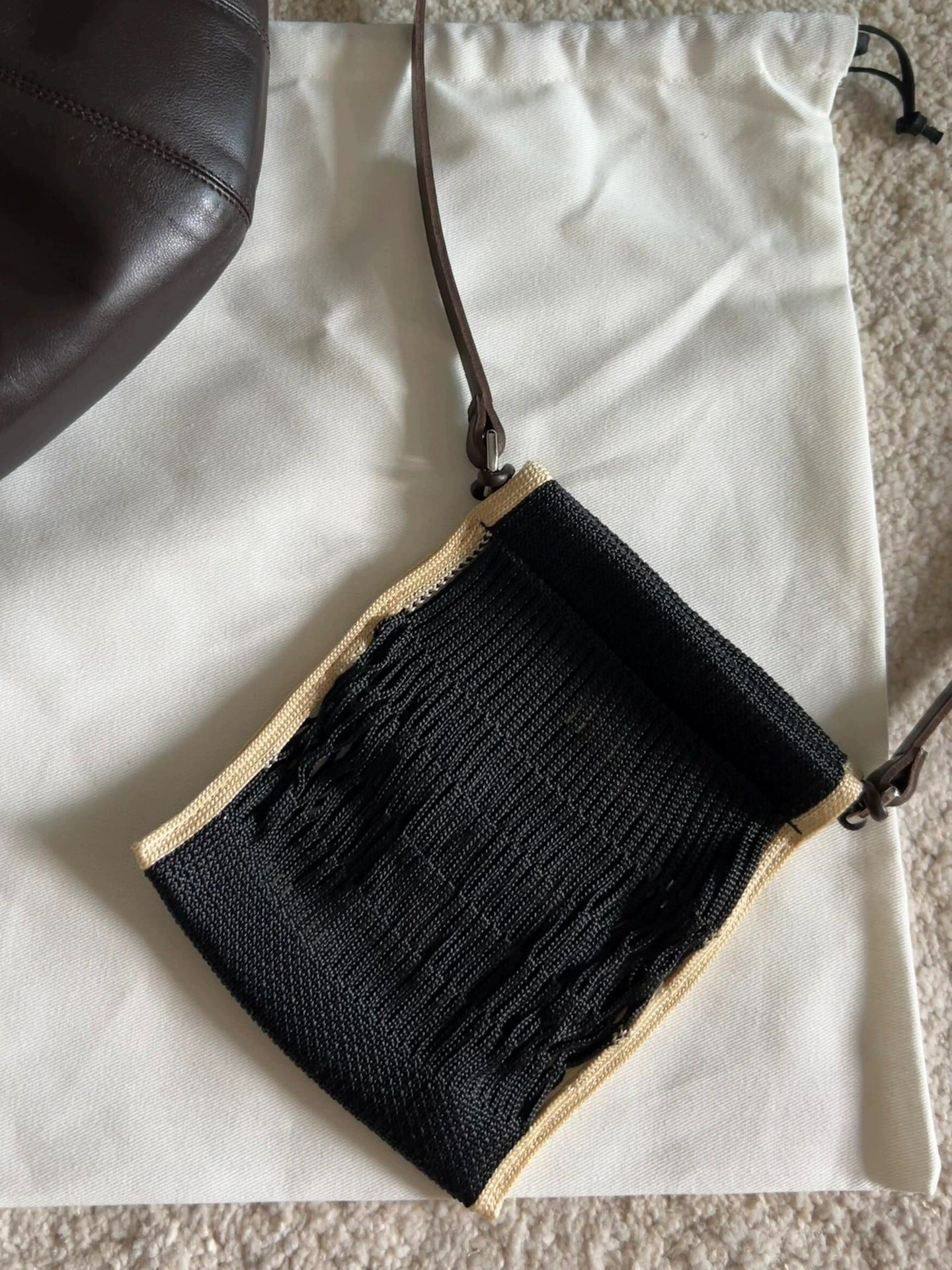 Size Medium Mesh Pocket Concave Shape Design Crossbody Bags