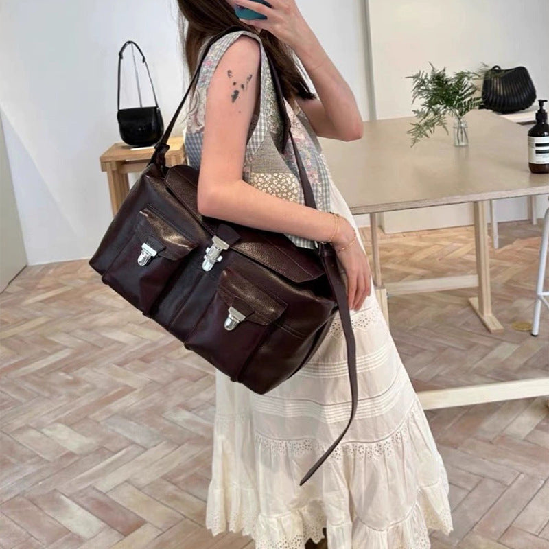 Genuine Leather Working Wear Motorcycle Cowhide Bags