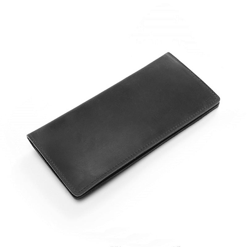 Men's Retro Leather Long First Layer Cowhide Simple Crazy Horse Men's Wallets