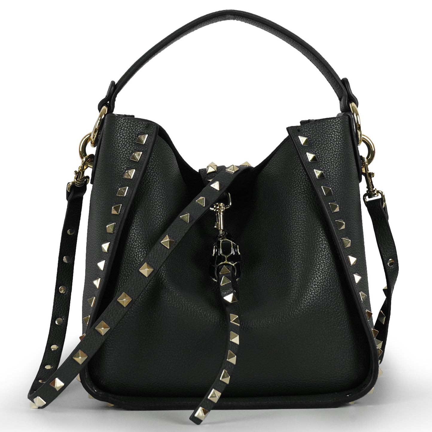 Women's Genuine Leather Fashion Rivet Litchi Pattern First Shoulder Bags