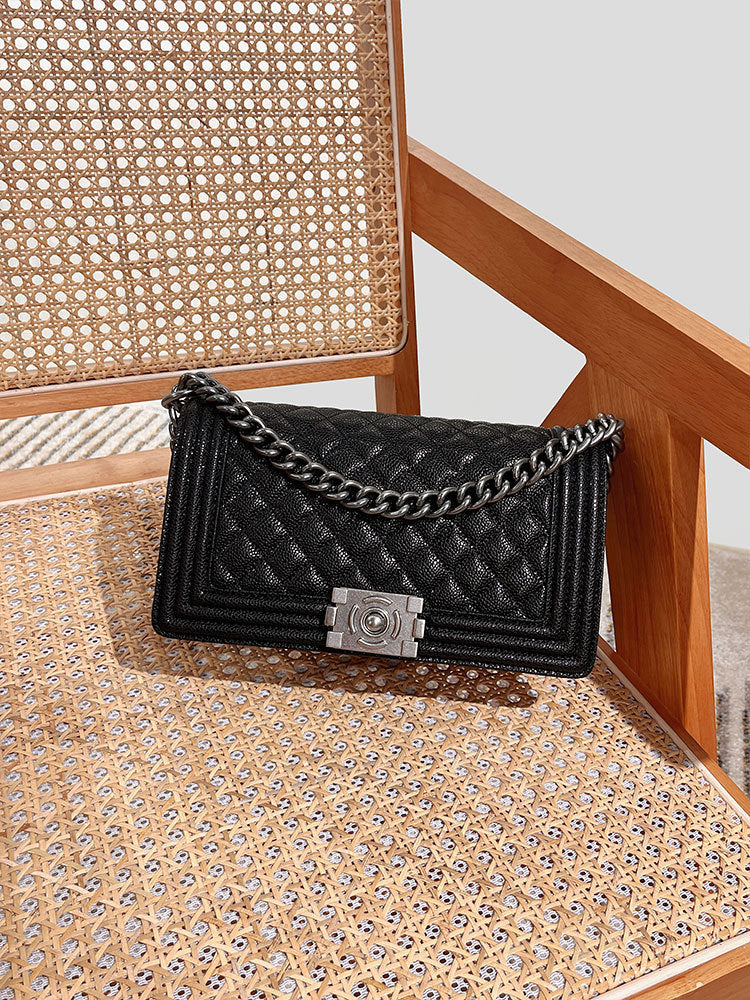 Women's Genuine Leather Classic Style Diamond Pattern Chain Crossbody Bags