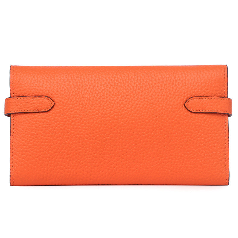 Women's Lychee Pattern Cowhide Clutch Long Genuine Ladies Wallets