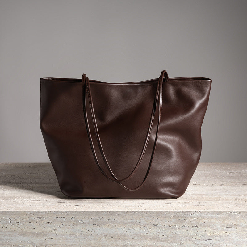 Women's Simple Style Leather Soft Glutinous Shoulder Bags