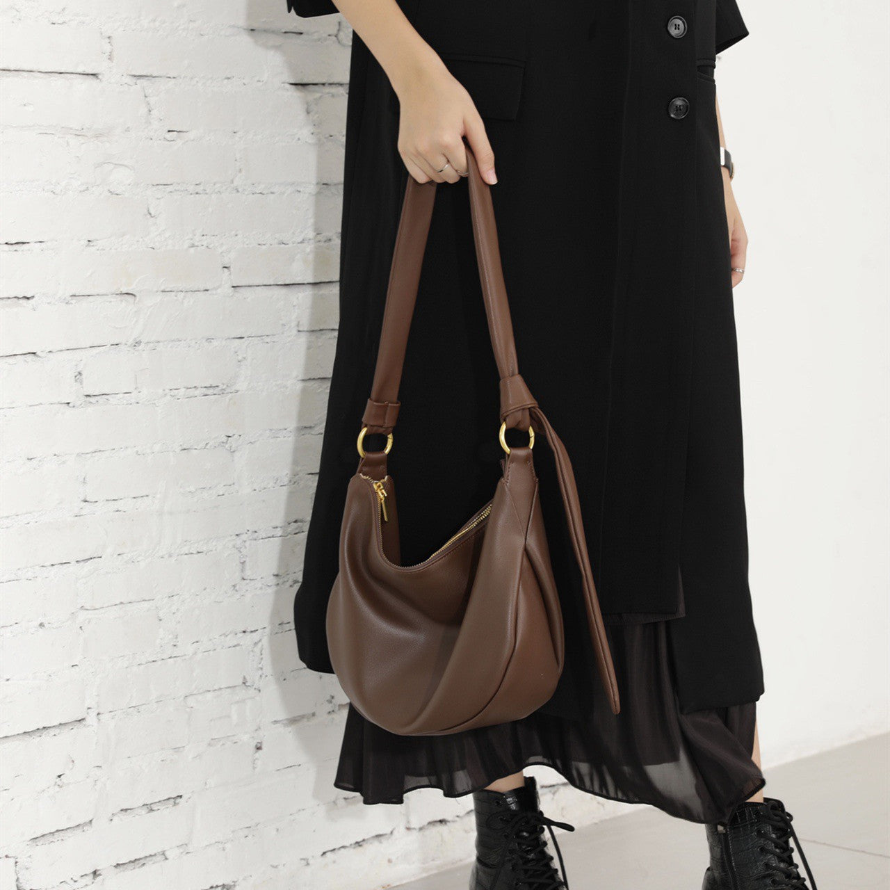 Simple Large Capacity Female Niche Genuine Crossbody Bags