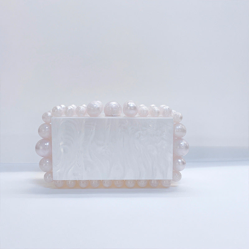 Women's Trendy Acrylic Cloud Glue Beads Clutch Evening Bags