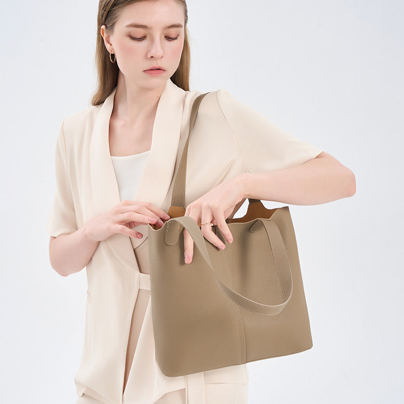 Women's Genuine Leather Cowhide Fashion Commuter Shoulder Bags