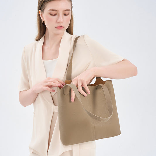 Women's Genuine Leather Cowhide Fashion Commuter Shoulder Bags