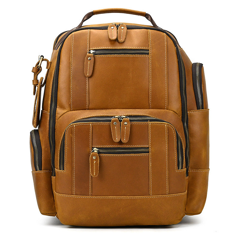 Men's Crazy Horse Leather Large Capacity Retro Backpacks
