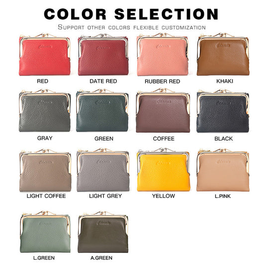 Women's Fashion Genuine Leather Multiple Slots Short Ladies Wallets