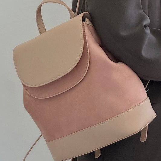 Design Leather Female Contrast Color Versatile Backpacks