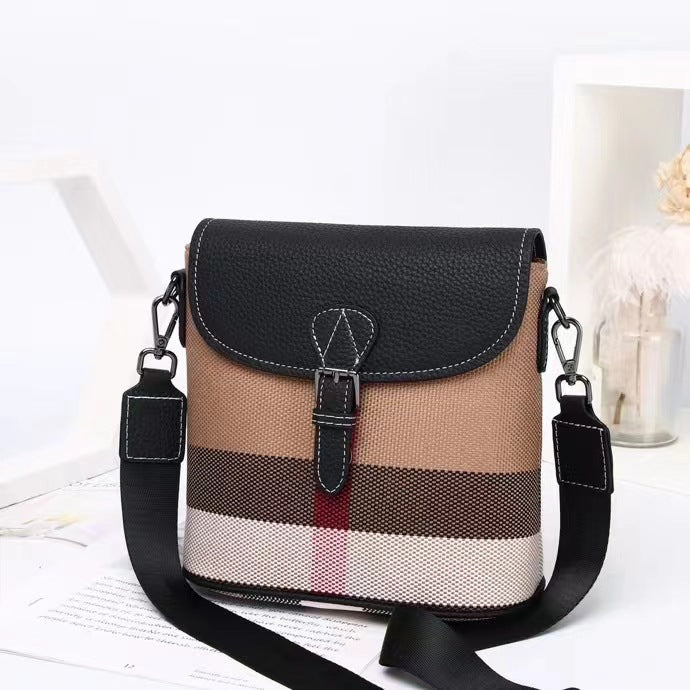 Women's Trendy Genuine Leather Fashionable Cowhide Plaid Shoulder Bags