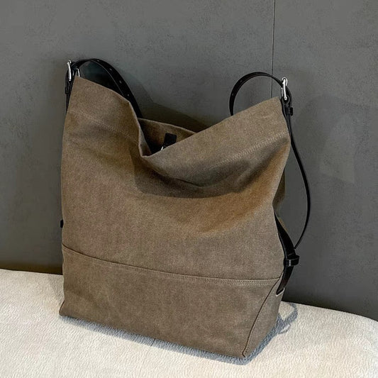 Attractive Pretty Vegetable Tanned Leather Canvas Tote Bags
