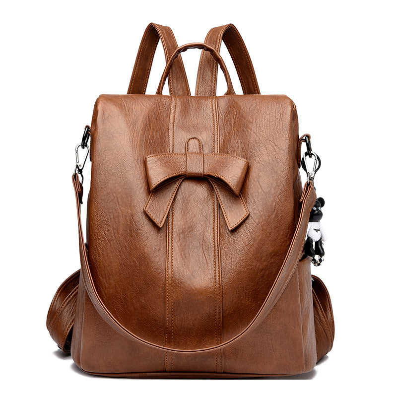 Women's Sheepskin Bow Sewing Line Free Pendant Backpacks