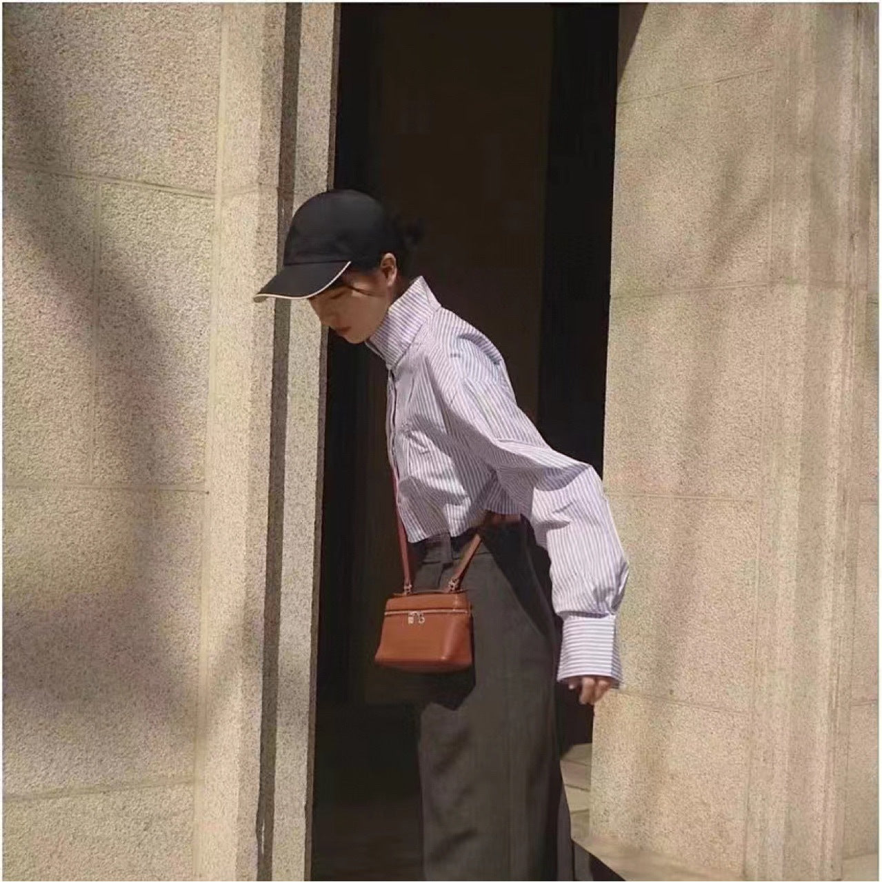 Women's Leather Lunch Box Kelly Lychee Pattern Crossbody Bags