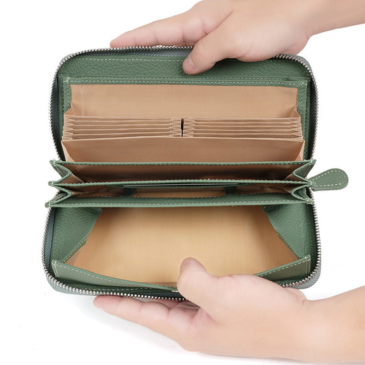 Women's Long Leather Organ Clutch Large Capacity Ladies Wallets